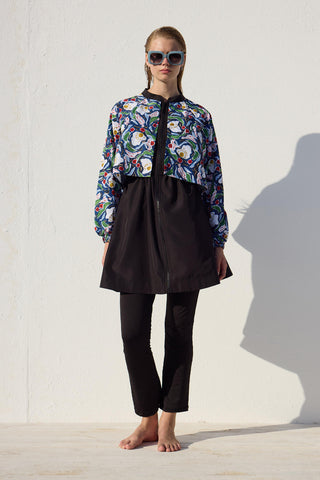 3 Piece Modest Swimsuit Set With Windbreaker Multi Color