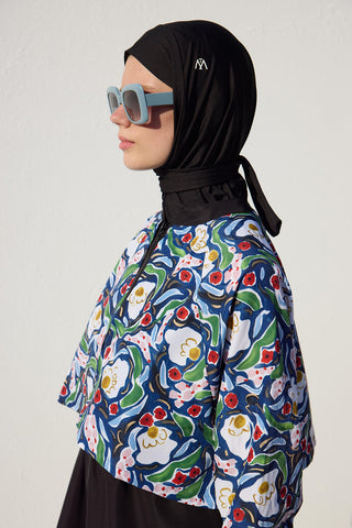 3 Piece Modest Swimsuit Set With Windbreaker Multi Color