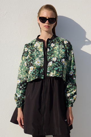 3 Piece Modest Swimsuit Set With Windbreaker Leaf