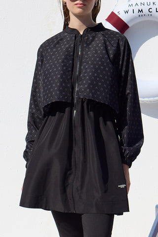 3 Piece Modest Swimsuit Set With Windbreaker Logo Pattern