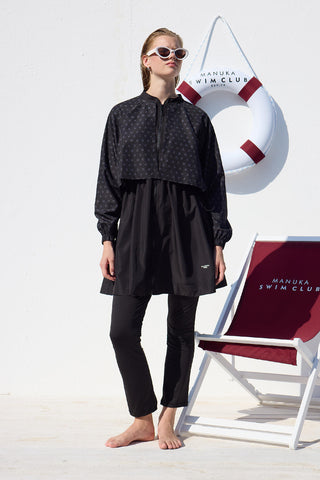 3 Piece Modest Swimsuit Set With Windbreaker Logo Pattern