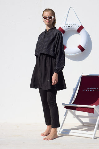 3 Piece Modest Swimsuit Set With Windbreaker Logo Pattern