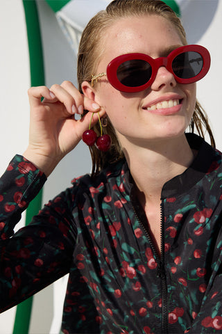 Cherry Parachute Fabric 3 Piece Modest Swim Set Standard