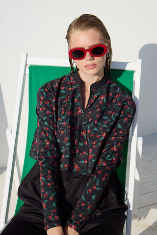 Cherry Parachute Fabric 3 Piece Modest Swim Set Standard