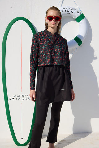 Cherry Parachute Fabric 3 Piece Modest Swim Set Standard