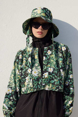 Bucket Hat With String Leaf Patterned