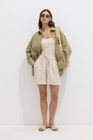 Lightweight Linen Oversized Shirt Khaki