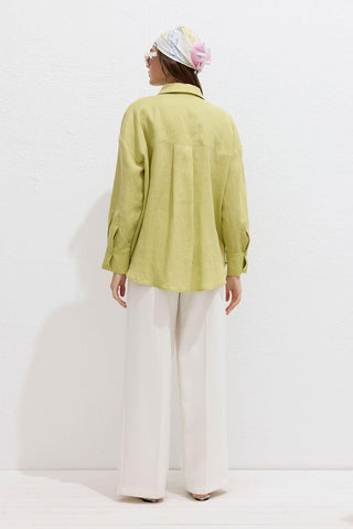 Lightweight Linen Oversized Shirt Lime