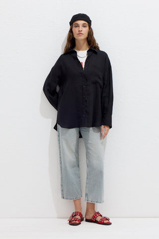 Lightweight Linen Oversized Shirt Black