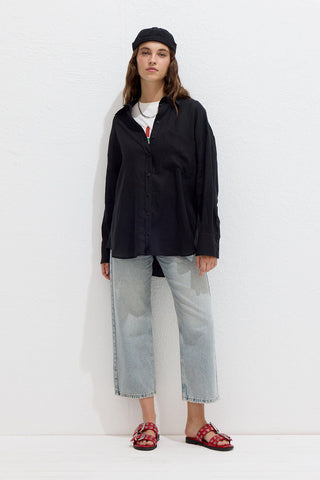 Lightweight Linen Oversized Shirt Black