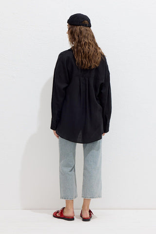 Lightweight Linen Oversized Shirt Black