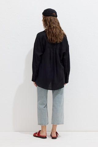 Lightweight Linen Oversized Shirt Black