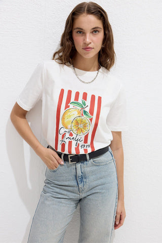 Printed T-Shirt With Stitching Details Amalfi