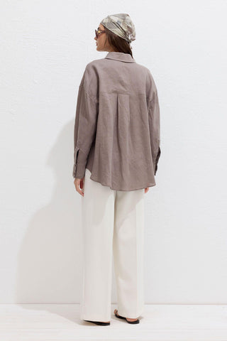 Lightweight Linen Oversized Shirt Mink