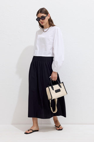 Poplin Blouse With Tie Detail Ecru