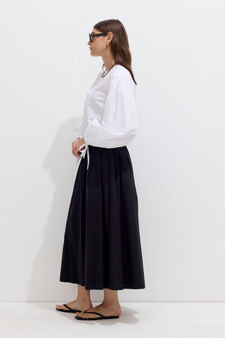 Poplin Bluz Bağcık Detaylı Ekru