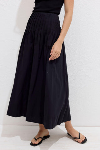 Pleated Voile Skirt Black