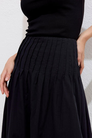 Pleated Voile Skirt Black