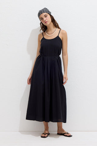 Ribbed Strappy Dress Black