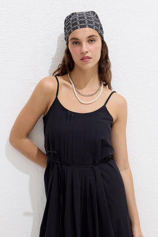 Ribbed Strappy Dress Black