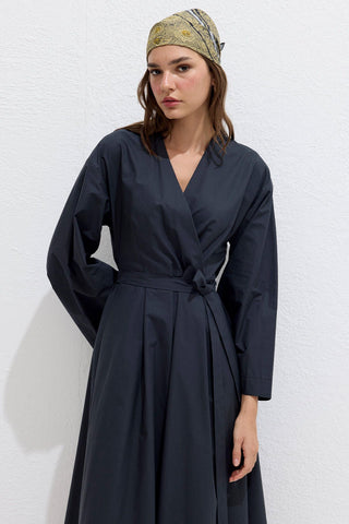 Premium Wrap Dress Navy Blue