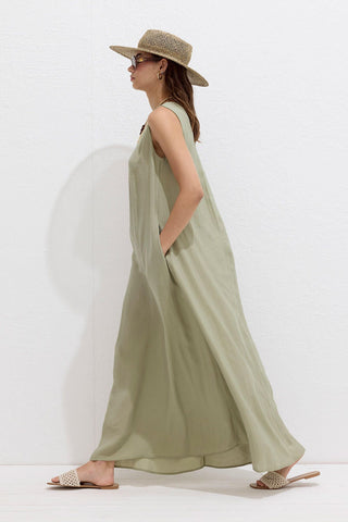 Relaxed Tencel Sleeveless Dress Soft Green