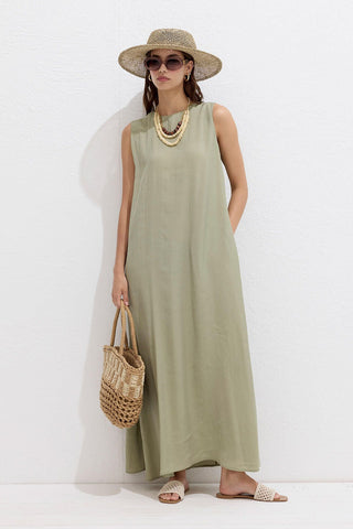 Relaxed Tencel Sleeveless Dress Soft Green