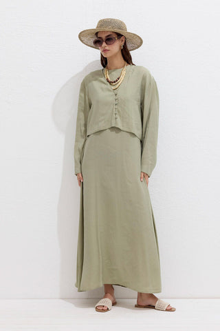 Relaxed Tencel Sleeveless Dress Soft Green