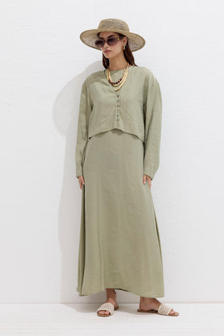 Modal Relaxed Sleeveless Dress Soft Green