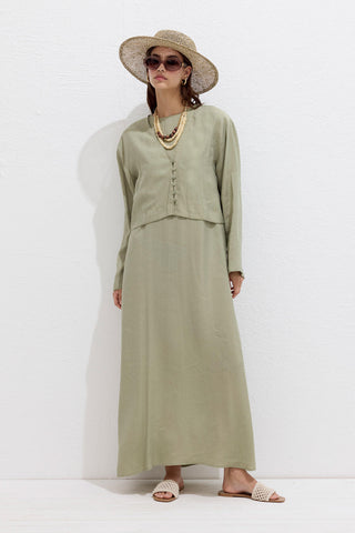 Modal Relaxed Sleeveless Dress Soft Green