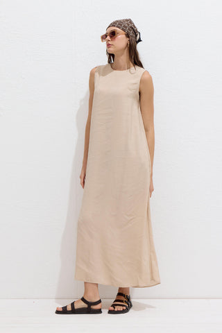 Modal Relaxed Sleeveless Dress Beige