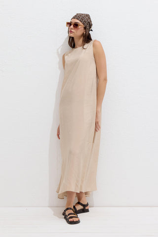 Modal Relaxed Sleeveless Dress Beige