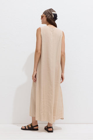 Modal Relaxed Sleeveless Dress Beige