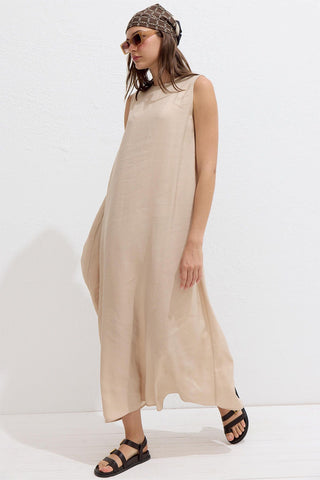 Relaxed Tencel Sleeveless Dress Beige