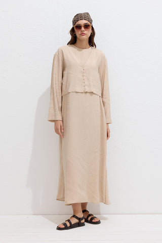 Modal Relaxed Sleeveless Dress Beige