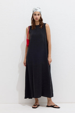 Relaxed Tencel Sleeveless Dress Black