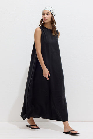 Relaxed Tencel Sleeveless Dress Black