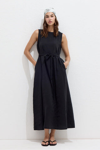 Relaxed Tencel Sleeveless Dress Black