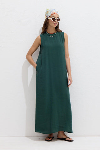 Relaxed Tencel Sleeveless Dress Emerald