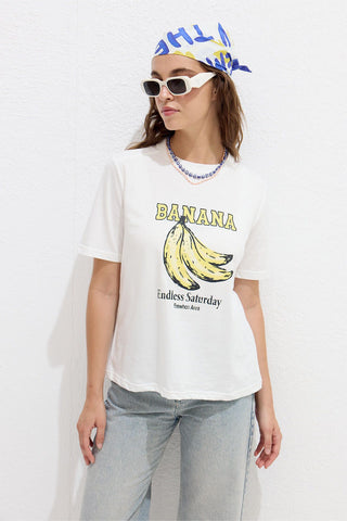 Printed T-Shirt With Stitching Details Banana