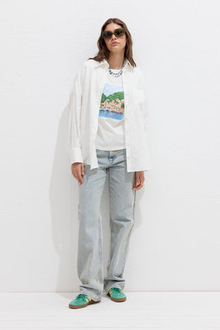 Lightweight Linen Oversized Shirt Ecru