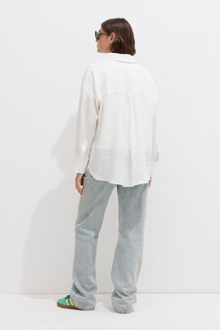 Lightweight Linen Oversized Shirt Ecru