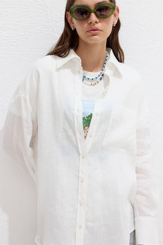 Lightweight Linen Oversized Shirt Ecru