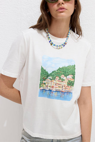 DİKİŞ DETAYLI BASKILI TSHIRT MANUKA ISLAND