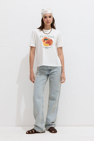 Printed T-Shirt With Stitching Details Peach