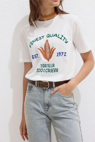 Printed T-Shirt With Stitching Details Tortilla