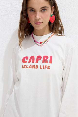 Printed Long Sleeve T-Shirt Capri