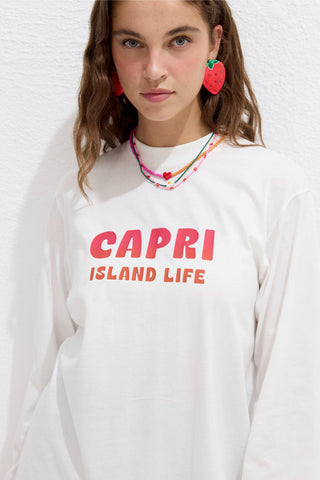 Long-Sleeve Printed T-Shirt Capri