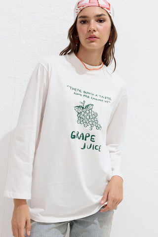 Printed Long Sleeve T-Shirt Grape