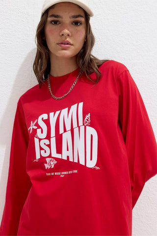 Printed Long Sleeve T-Shirt Island